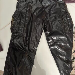 Balmain Glossy Black Cargo Pants
